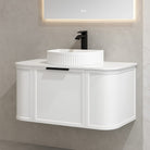 York 900mm Curved Wall Hung Vanity Matte White Vanities Arova 