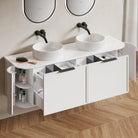 York Ⅱ 1500mm Curved Wall Hung Vanity Matte White Double Bowls + Eira Stone Top Arova 