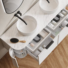 York Ⅱ 1500mm Curved Wall Hung Vanity Matte White Double Bowls + Luxe Stone Top Arova 