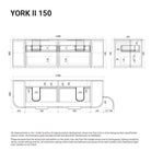 York Ⅱ 1500mm Curved Wall Hung Vanity Matte White Double Bowls Vanities Arova 