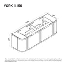 York Ⅱ 1500mm Curved Wall Hung Vanity Matte White Double Bowls Vanities Arova 