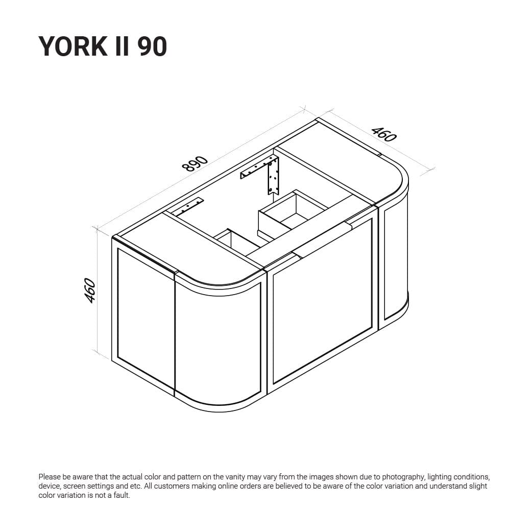 York Ⅱ 900mm Curved Wall Hung Vanity Matte White Vanities Arova 