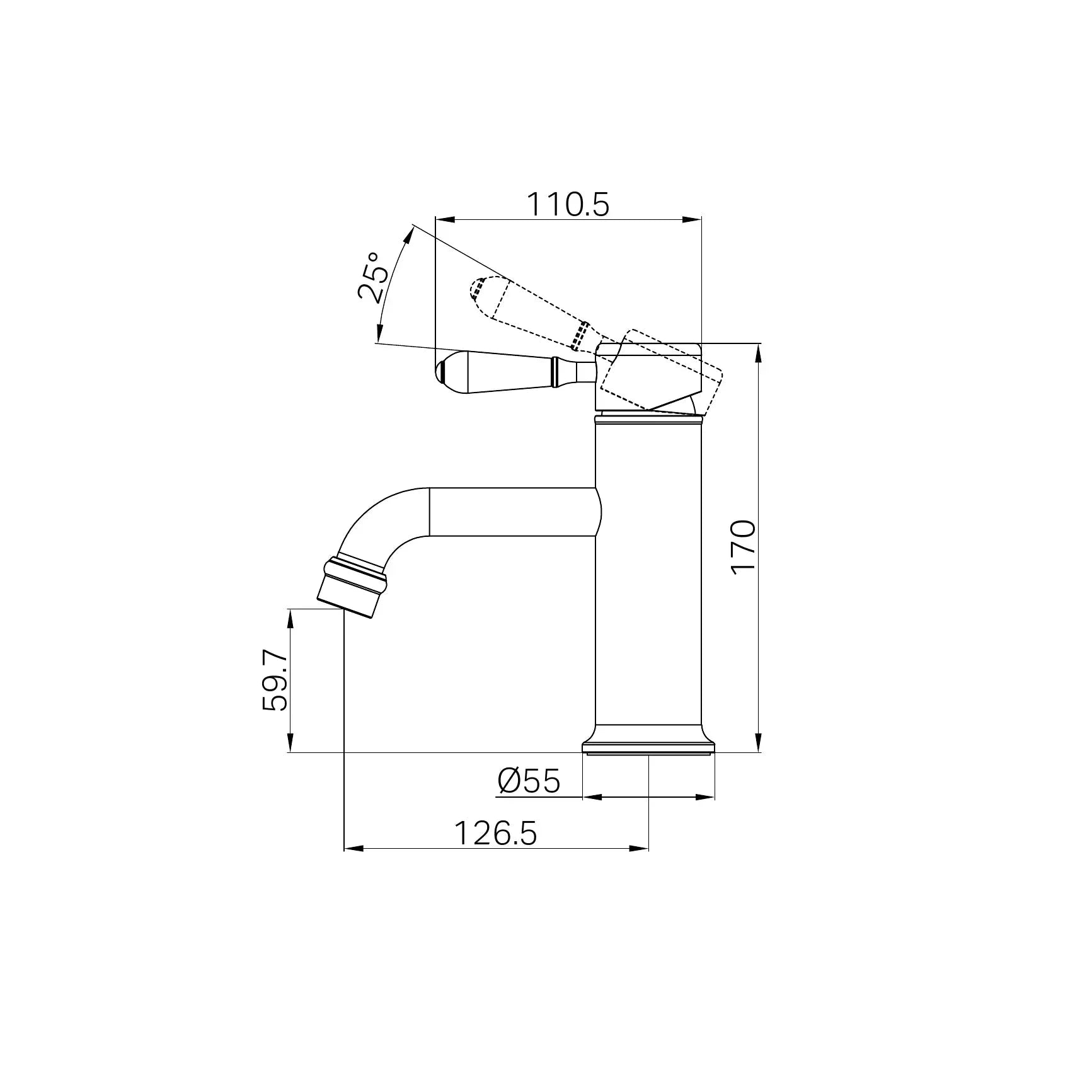 York Straight Basin Mixer With Metal Lever Chrome Tapware Nero 