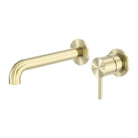 Zen SS316L Wall Basin/Bath Mixer Separate Back Plate 185/230mm Spout Brushed Gold Tapware Nero 