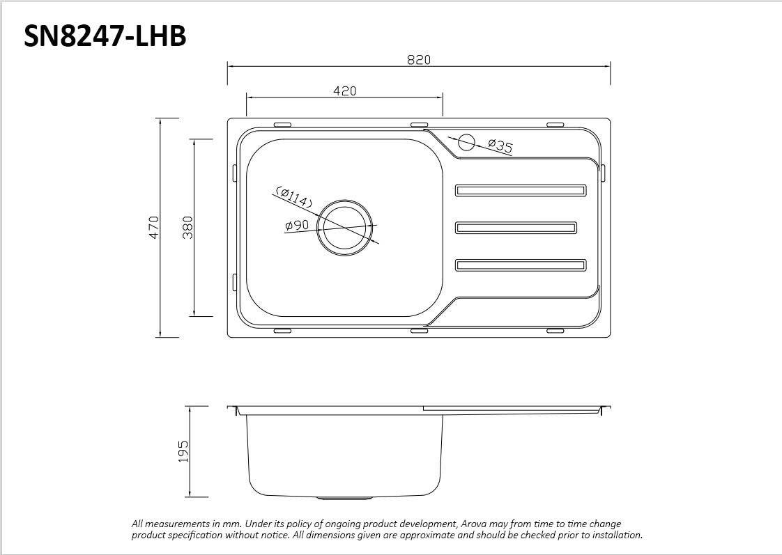 Single Kitchen Sink Dimensions