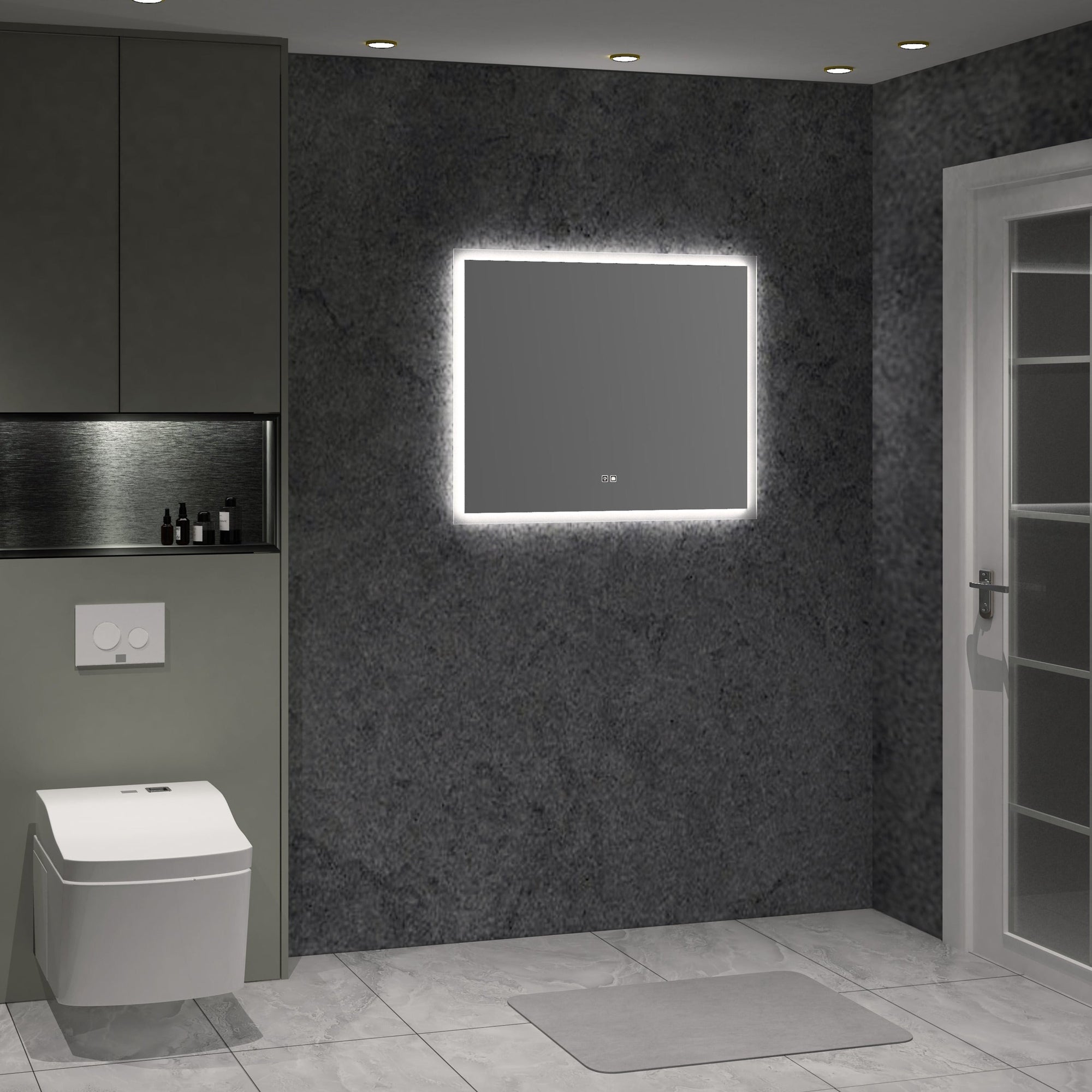 Apollo Rectangle Backlit LED Bathroom Mirror 90cm x 75cm Vanities & Mirrors Arova 