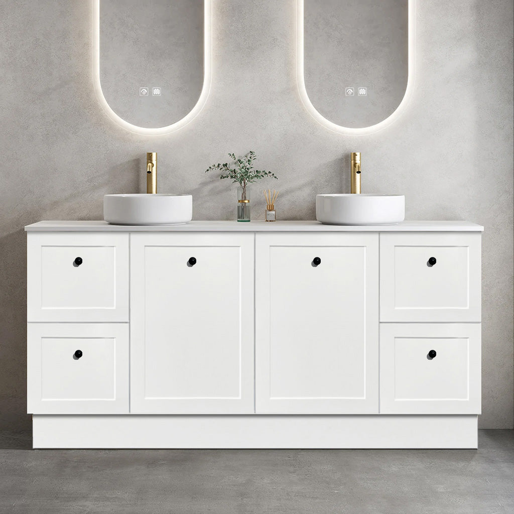 AUSTIN 180cm Floor Standing Bathroom Vanity Vanities & Mirrors Arova BLISS Speckled Stone Top 2XCB1201N-Square Gloss White Basin 