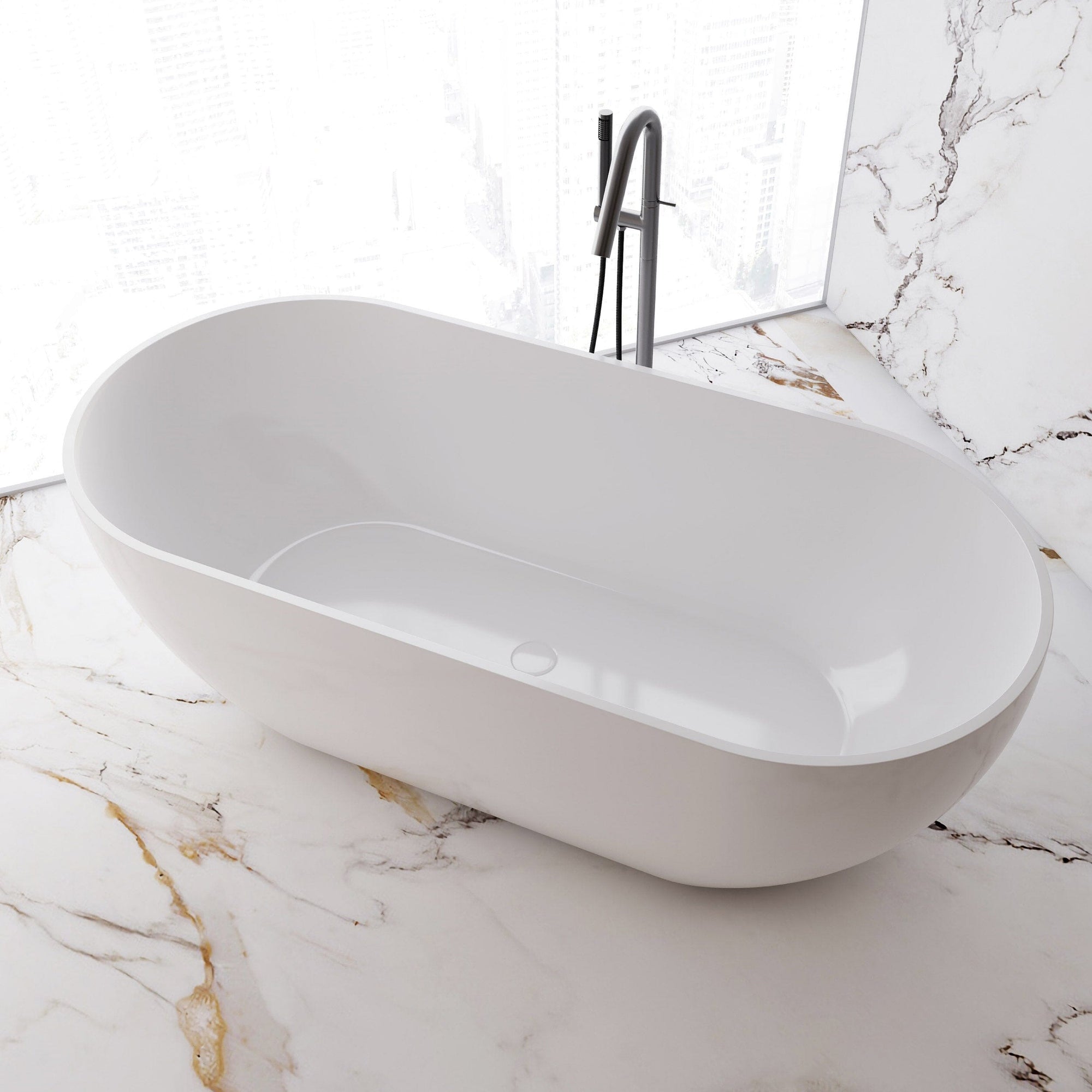 Ciao 1400mm Oval Free Standing Acrylic Bathtub Gloss White Baths AROVA 