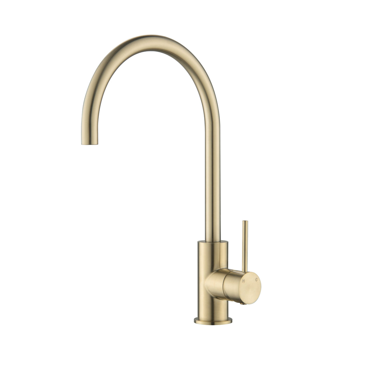 CLIO Gooseneck Kitchen Sink Mixer Tap Bench Mount Brushed Gold – AROVA
