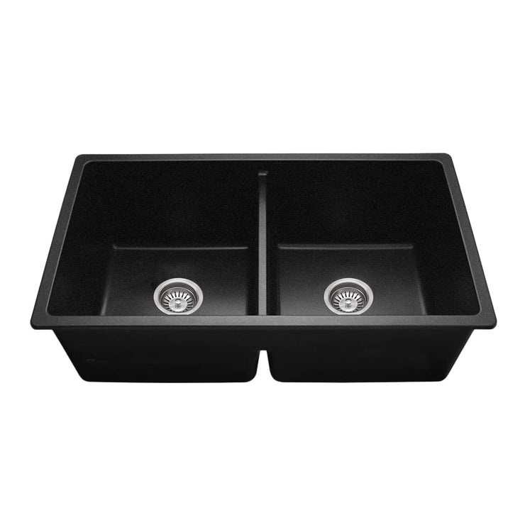 Black Granite Stone Square Kitchen Sink Double Bowls 800x450mm Clio – AROVA