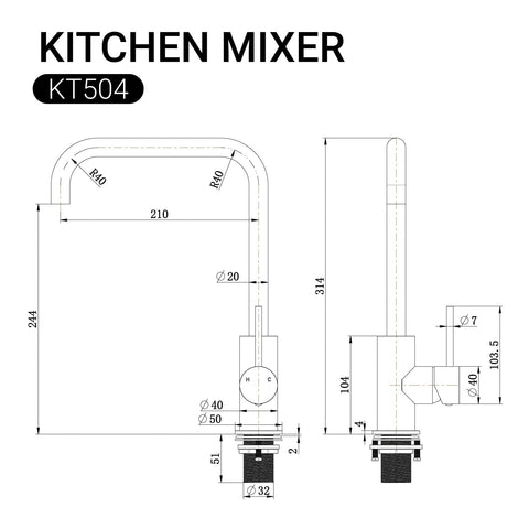 CLIO Kitchen Sink Mixer Square Tap Bench Mount Matte Black | Arova – AROVA