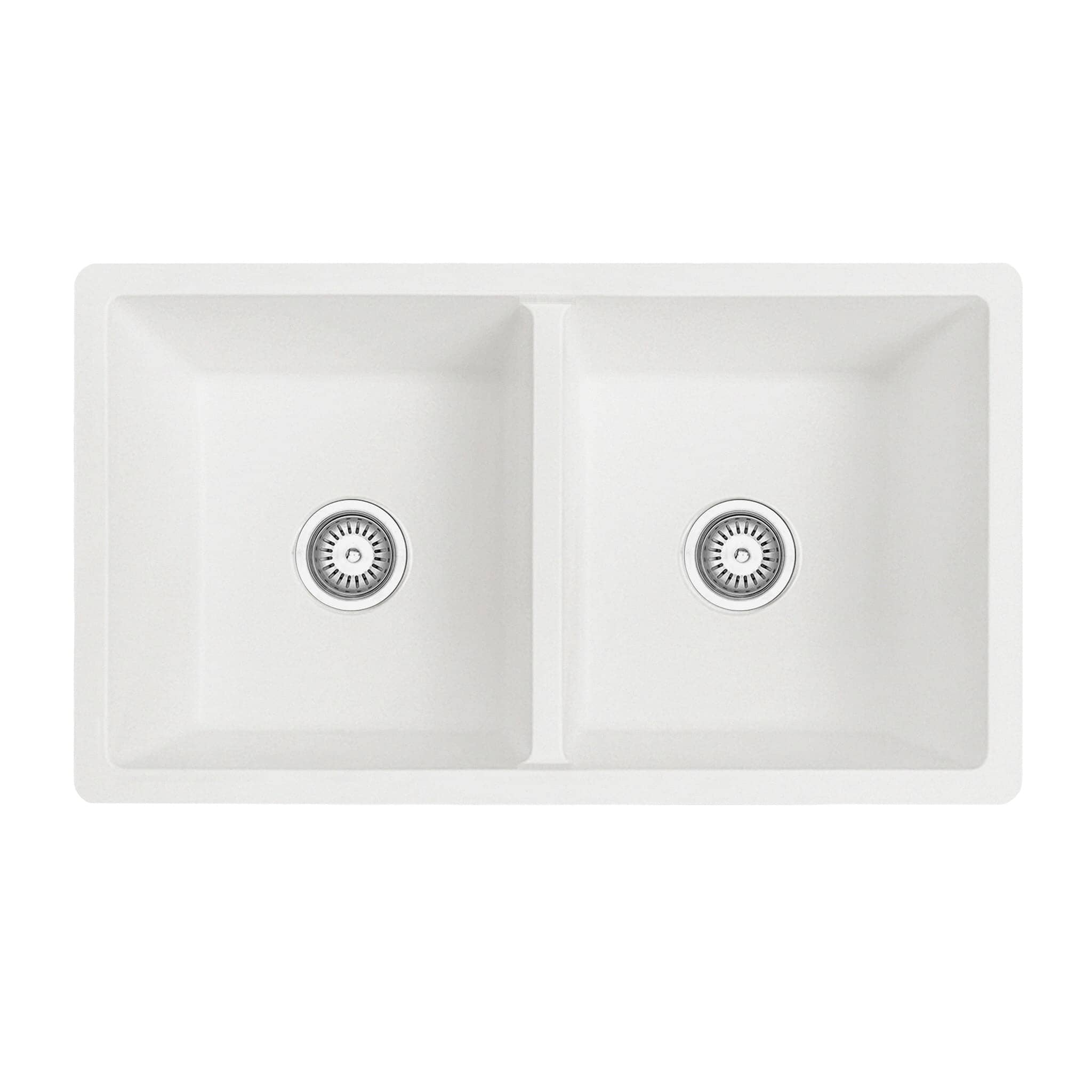 CLIO Polar White Granite 800W x 450W Kitchen Sink Double Bowl