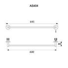 COMO Single Towel Rail 600mm Chrome Accessories Arova 