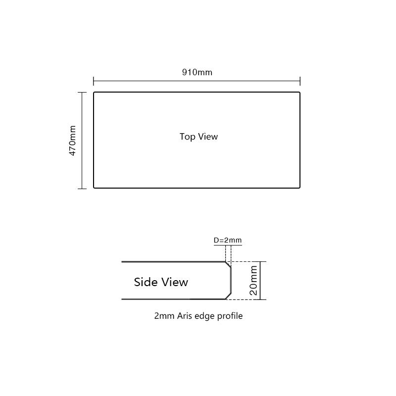 Element 910x470mm Marble Quartz Stone vanity Arova 