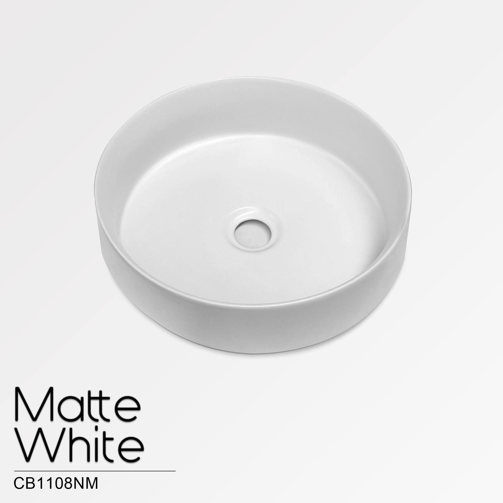 Jess 36cm Round Matt White Basin Counter Top Slim Rimi Arova