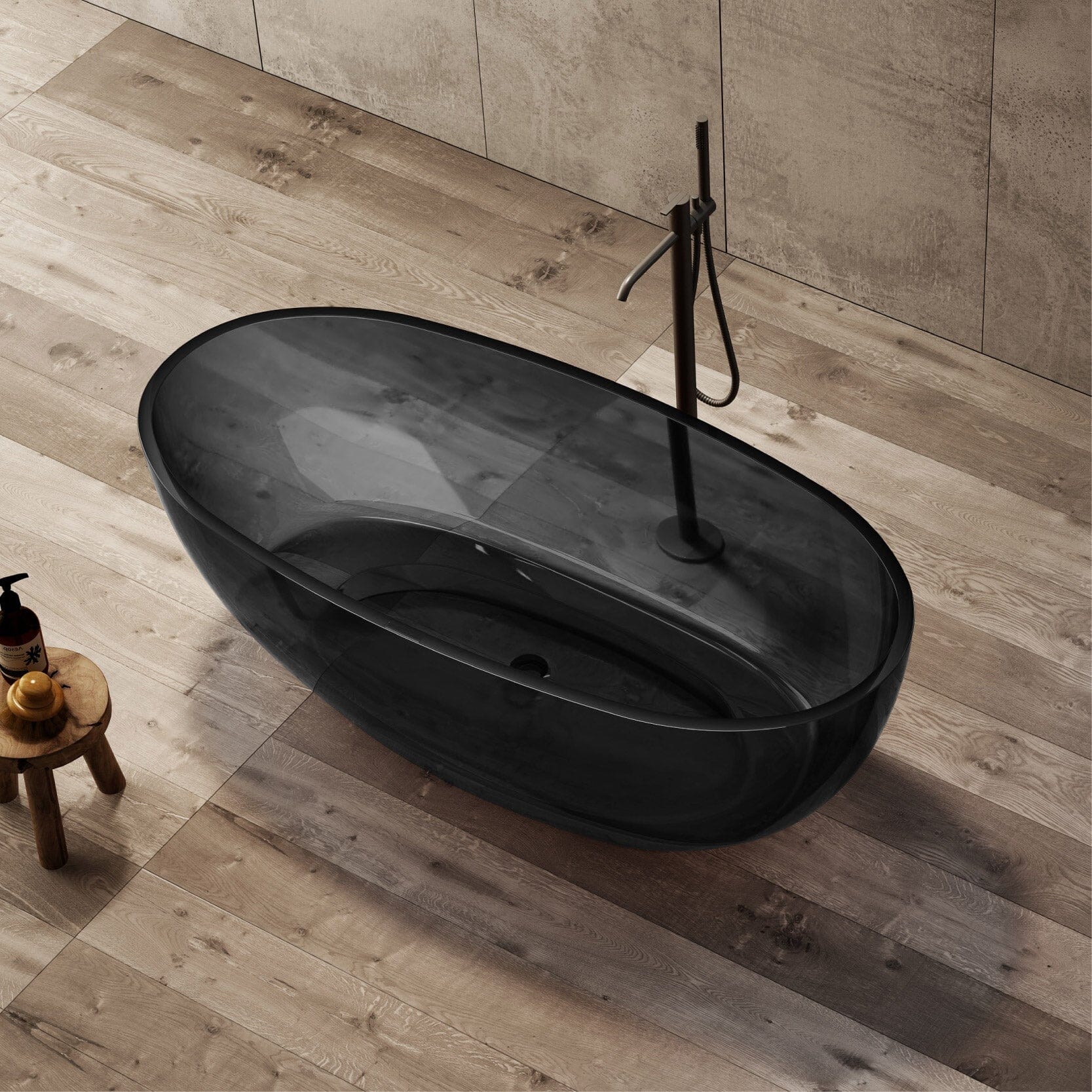 JULE 1500mm Transparent Oval Freestanding Bathtub Midnight Black (CT01) Baths AROVA 