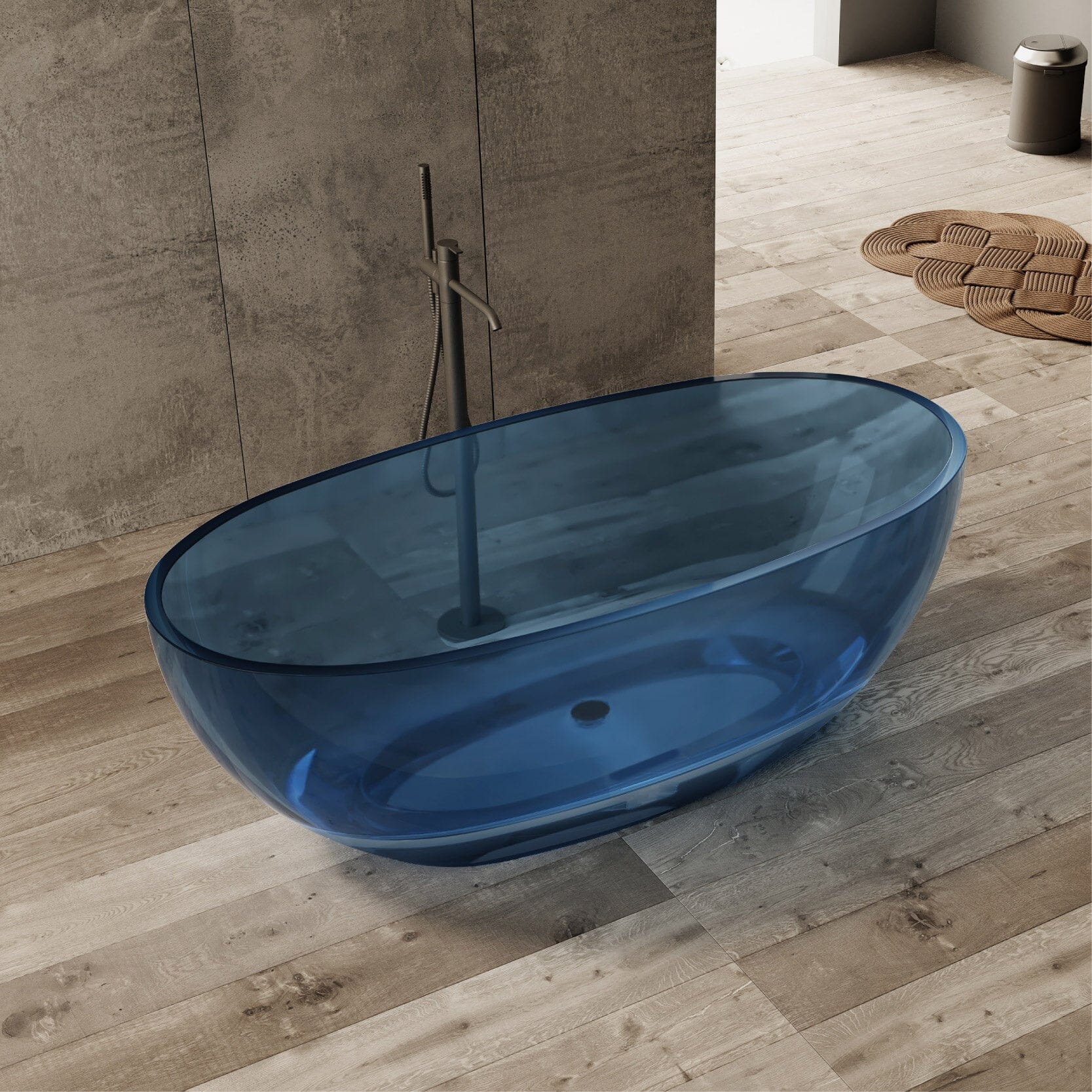 JULE 1500mm Transparent Oval Freestanding Bathtub Pacific Blue (CT02) Baths AROVA 