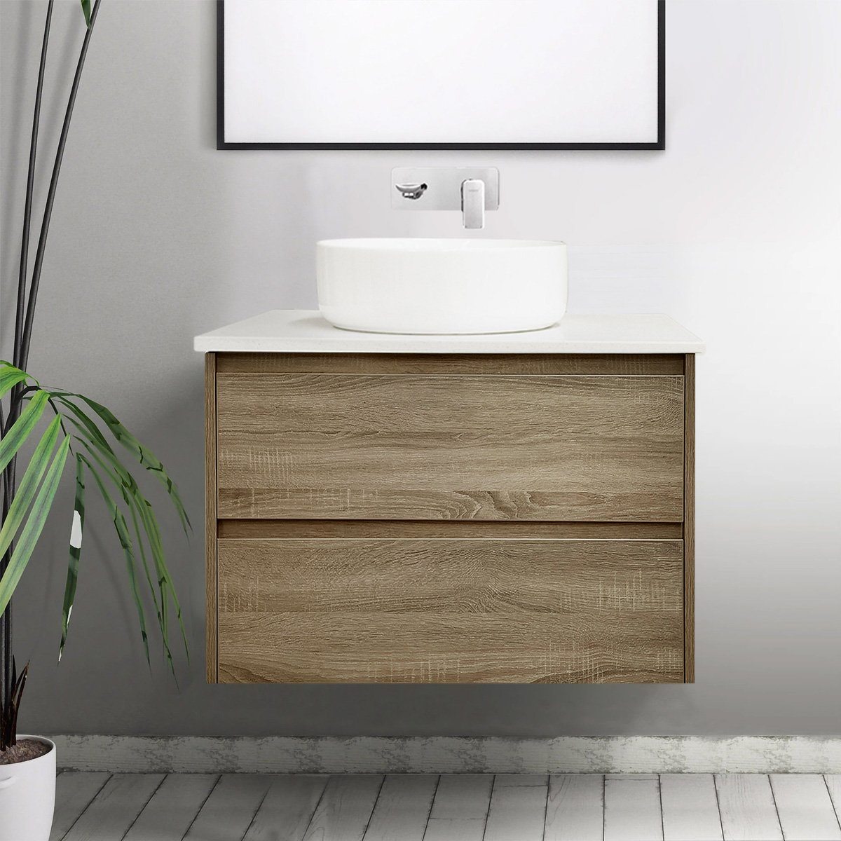 750mm Wall Hung Bathroom Vanity Timber Look Cabinet Kris Melbourne – AROVA