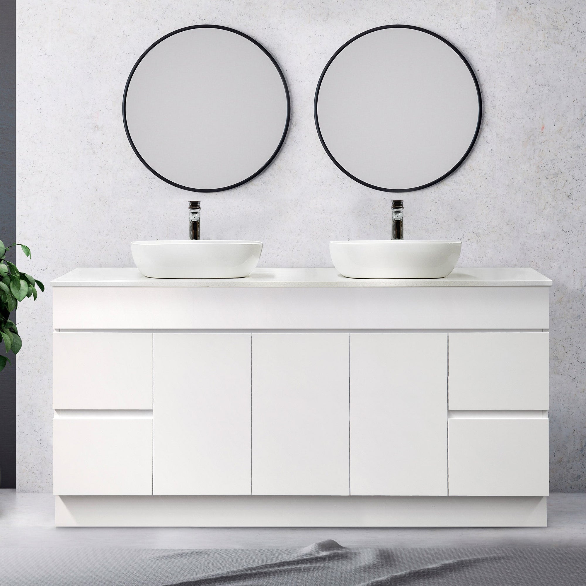 LUCA 180cm Bathroom Vanity - Stone Top Vanities & Mirrors Arova Bliss Speckled Stone Top 2 x CB1201N-Square Gloss White Basin 