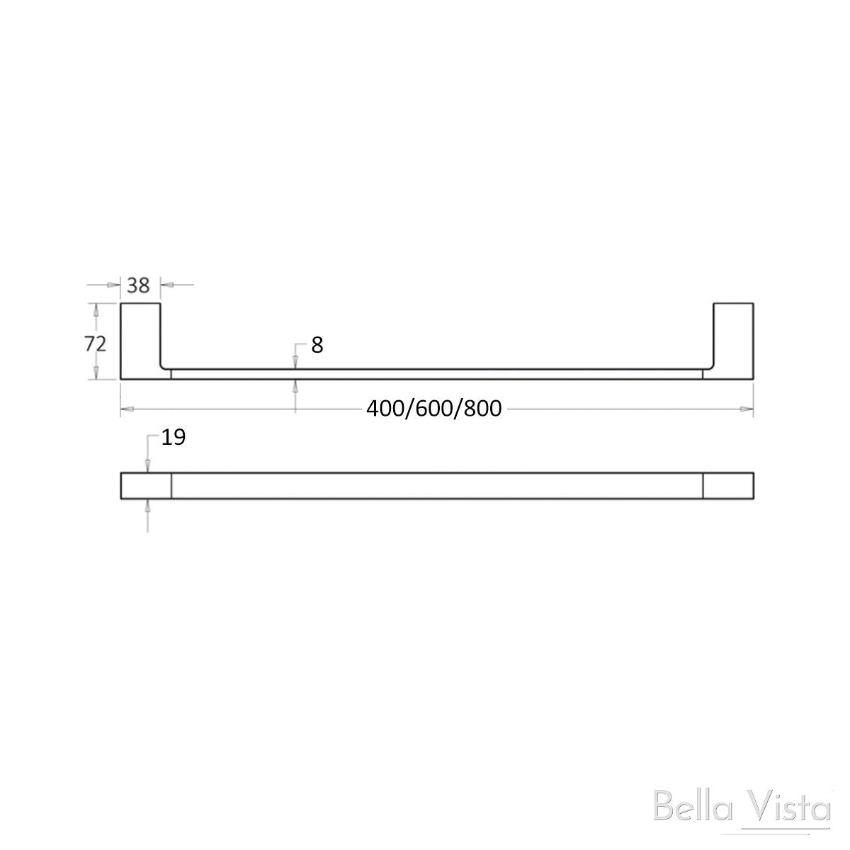 'Milos' - 600MM Single Towel Rail Chrome- Pradus Accessories Bella Vista 