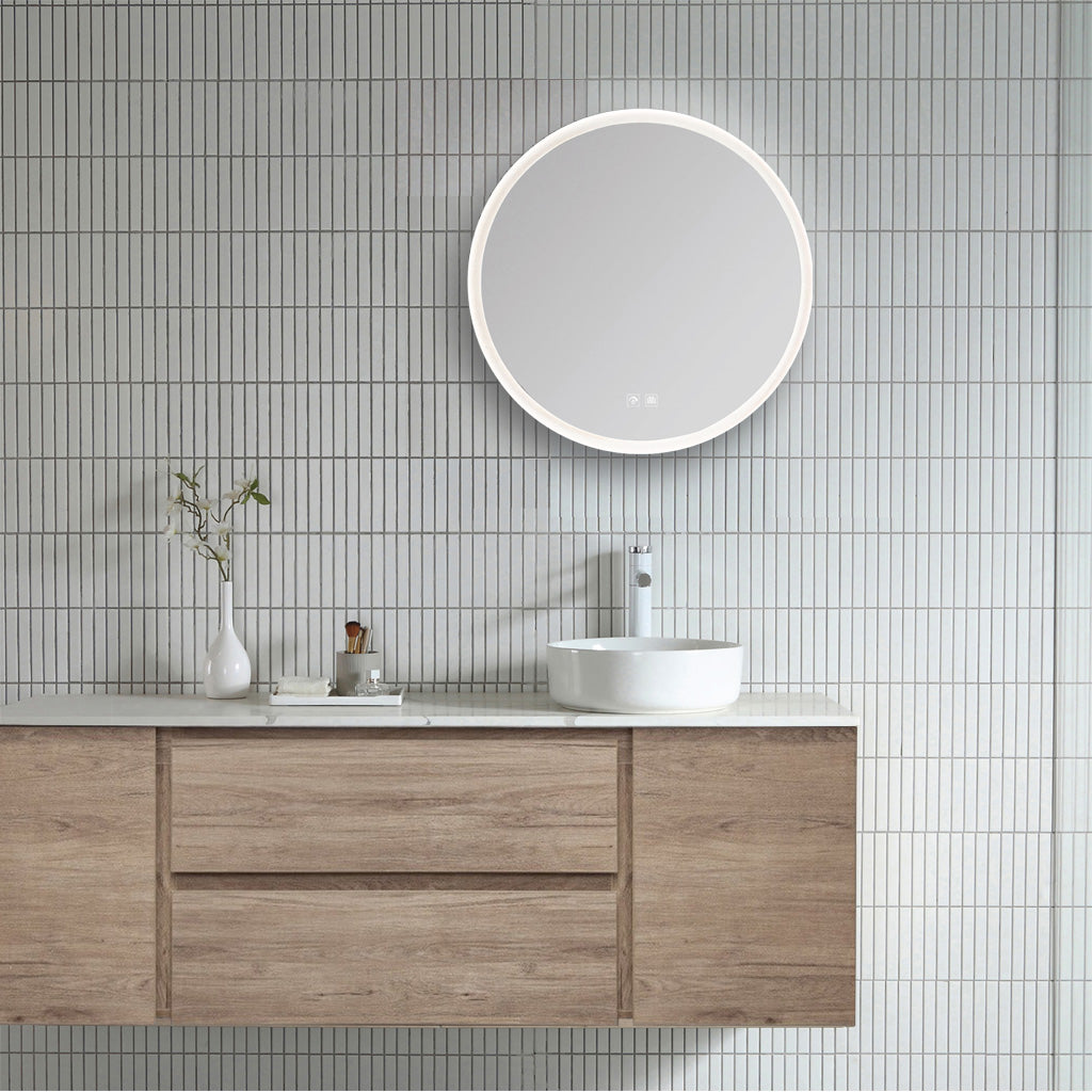 Moon Round Backlit LED Bathroom Mirror 70cm Vanities & Mirrors Arova 