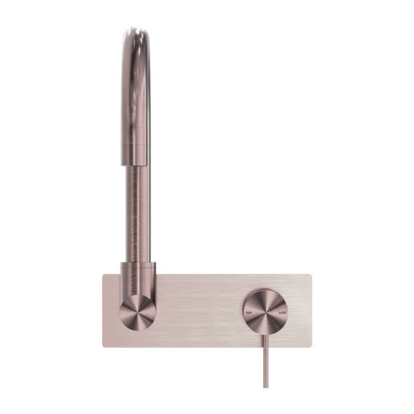 Nero MECCA Wall Basin Mixer Swivel Spout Brushed Bronze Tapware Nero