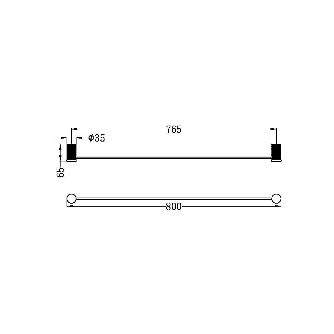 OPAL Single Towel Rail Brushed Nickel 800MM 2530-BN Accessories Nero