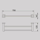 QUBI BLACK Double towel rail (750mm) in Matte Black Accessories ECT