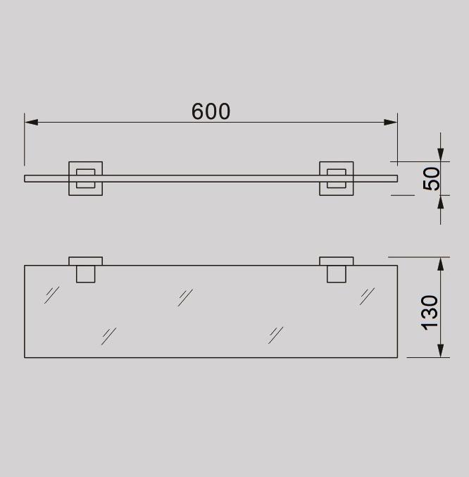 Qubi Long Glass Shelf (600mm) - TP24037 Accessories ECT 