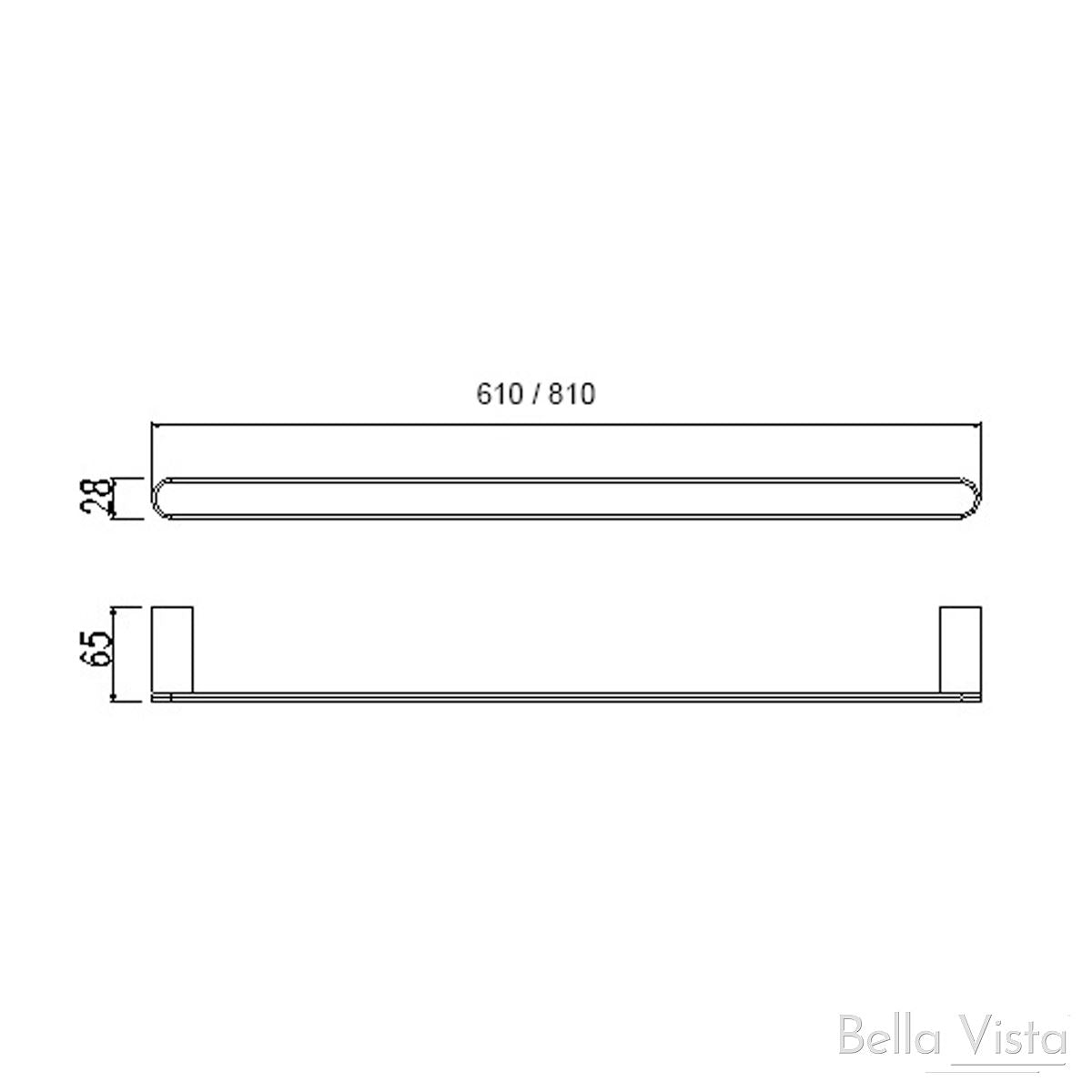 Round Single Towel Rail 610 or 810mm Accessories Bella Vista 