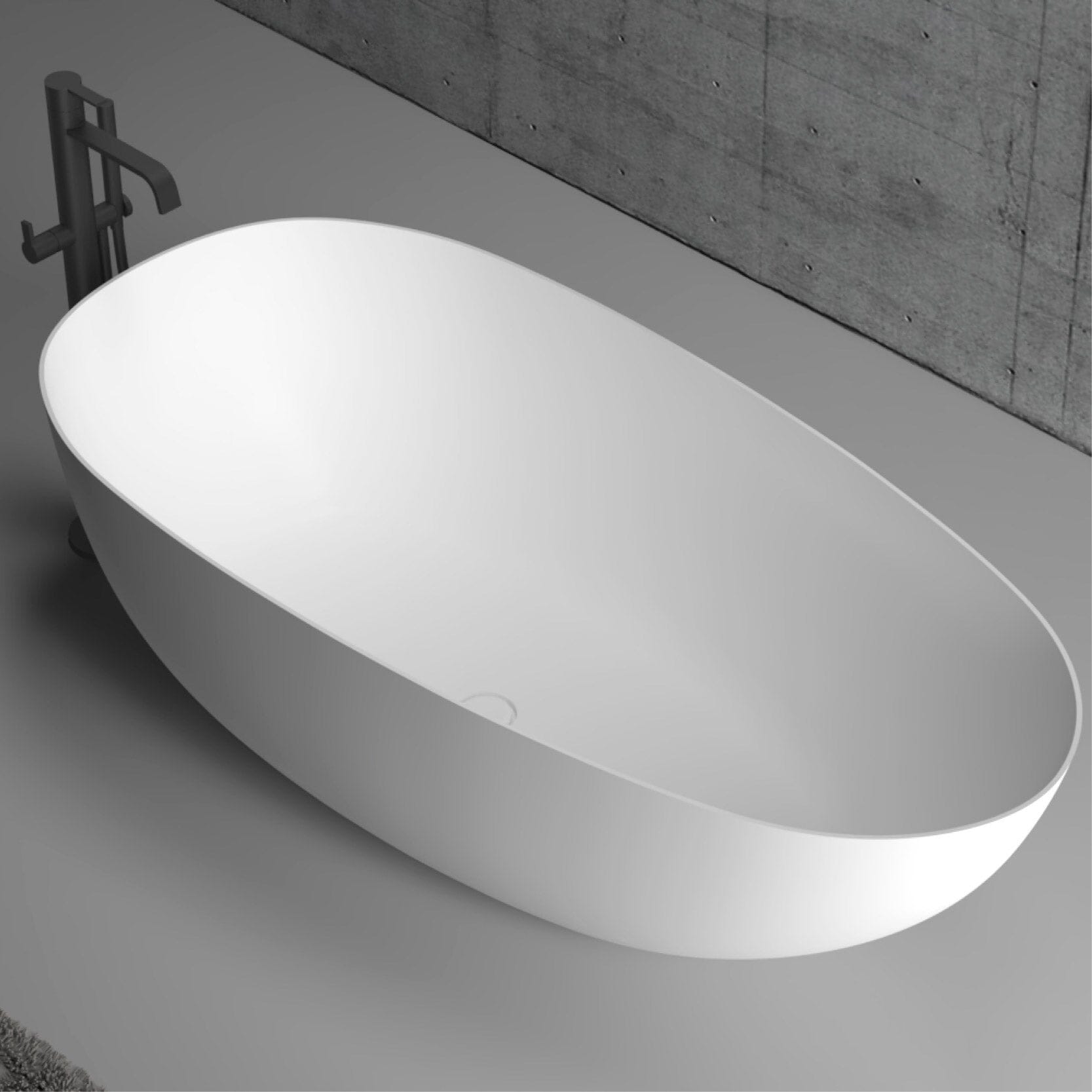 RUBI 1500mm Egg Shape Oval Freestanding Bath Matte White Baths AROVA 